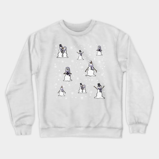 Snowman and Snowwoman Snowy Festive Pattern Digital Illustration Crewneck Sweatshirt by AlmightyClaire